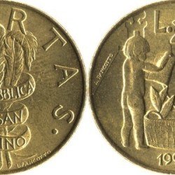 San Marino, 1995, 200 Lire, KM #329, Civic commitments for the 3rd millennium - Children, Fine Condition.
