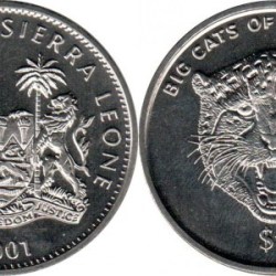 Sierra Leone, 1 Dollar, 2001, Big Cats Series – Cheetah, KM #243.1, UNC Condition.