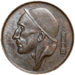 Bronze 50 Centimes of Belgium Country (AD 1980) with a Miner