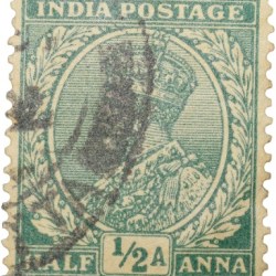 Postal Stamp of George V 1/2 Anna Green Colour - Used Condition as per Image.