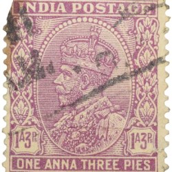 Postal Stamp of George V 1 Anna 3 Pies Pink Colour - Used Condition as per Image.