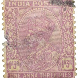 Postal Stamp of George V 1 Anna 3 Pies Pink Colour - Used Condition as per Image.