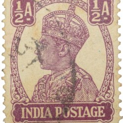 Postal Stamp of George VI 1/2 Anna Murhoom Colour - Used Condition as per Image.