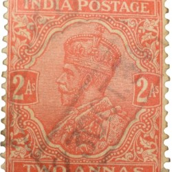 Postal Stamp of George V 2 Annas Orange Colour - Used Condition as per Image.