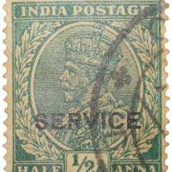 Postal Stamp of George V 1/2 Anna Green Colour - Used Condition as per Image.