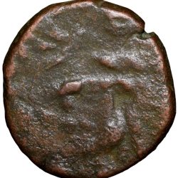 Alternative view of Copper Paisa of Dule Singh(AD1850-95) of Sailana State with Banner Double-Struck