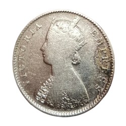 Alternative view of British India Silver 1/2 Rupee Year 1886 VICTORIA EMPRESS **SCARE** Collectable Grade.