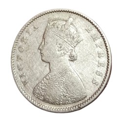 Alternative view of British India Silver 1/2 Rupee Year 1888 VICTORIA EMPRESS **RARE** Collectable Grade.