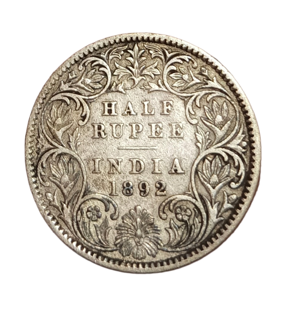 British India Silver 1/2 Rupee Year 1892 VICTORIA EMPRESS **SCARE** Collectable Grade.
