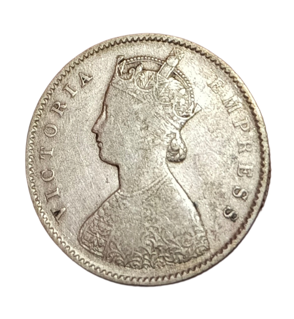 British India Silver 1/2 Rupee Year 1892 VICTORIA EMPRESS **SCARE** Collectable Grade. - Image 2