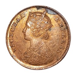 Alternative view of British India Copper ONE QUARTER ANNA Year 1894 VICTORIA EMPRESS **SCARE** High AUNC Grade.