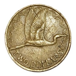 NEWZEALAND Ni/Brs TWO DOLLARS Year 1991 Queen ELIZABETH-II **SCARE** Collectable Grade.