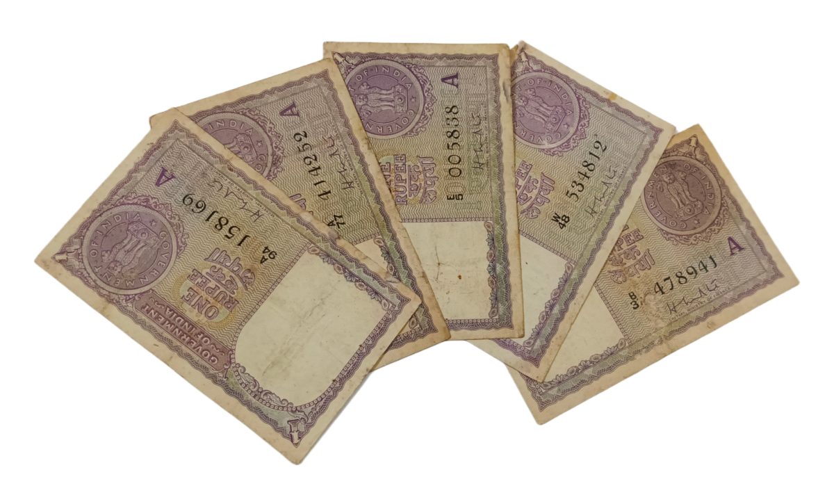 One Rupee Old Issue Year 1951 Signature H.M PATEL Mixed Lot 5 Notes **RARE** Used but Collectable Grades.