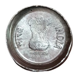 Alternative view of 1 Rupee Fss New Issue DIE CAPPED KATORI with OBVERSE UNIFACE Error **SCARE** High Collectable Grade.