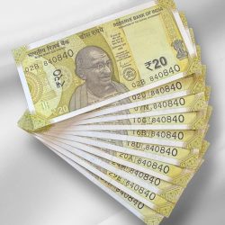 RS 20/- India Banknote Latest Issue Number Repeater 840840 x 10 GEM UNC Unique and Rare