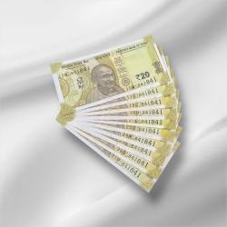 RS 20/- India Banknote Latest Issue Number Repeater 841841 x 10 GEM UNC Unique and Rare
