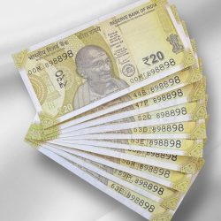Rs 20 India Banknote Same Number 898898 Repeater 10 note Set Latest Issue Unique and Rare