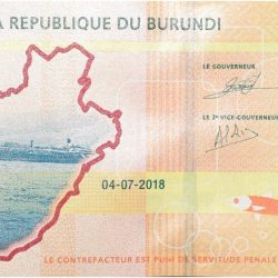 Alternative view of 500 Francs of Burundi Country (AD 2018) with Coffee branch