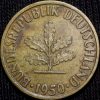 Brass 5 Pfennig of Germany (AD 1950) with Oak Sapling
