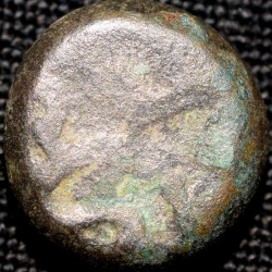 Alternative view of Silver Heavy Dramma of Yadavas of Devagiri(12th Cen. AD) Lion Facing Right/Devanagari Legends Rare