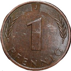 Alternative view of Bronze 1 Pfennig of Germany (AD 1978) with Oak Sapling