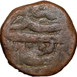 Copper Dam of Akbar(AD1556-1605) of Ujjainpur Mint KM32.28 Rare