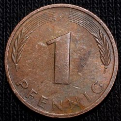 Alternative view of Bronze 1 Pfennig of Germany (AD 1983) with Oak Sapling