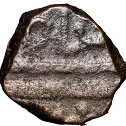 Alternative view of Copper Paisa of Bhonsala Raja's of Nagpur INO Shah Alam II (AD 1759-1806) with Zaripatka double leaf flag Low Weight Unlisted