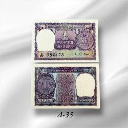 A 35 Re 1 India Banknote Signature series Signed by M.G.KAUL INSET I 1976 Issue