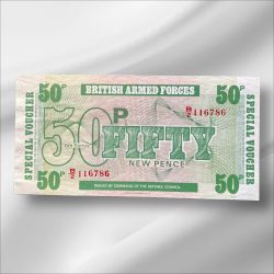 GREAT BRITAIN - BRITISH ARMED FORCES 50 NEW PENCE WORLD BANK NOTE Gem UnC Bank note ending 786 Collectable Series
