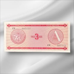 Cuba 3 Pesos GemUnC Bank note ending 786 Collectable Series Unique and Rare
