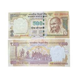 Rs 500/- L0w serial India Banknote Gem Unc 000008 Latest Issue Unique and Rare