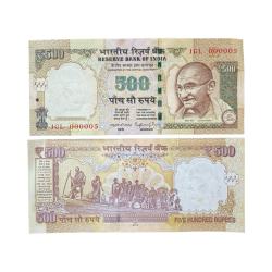 Rs 500 L0w serial India Banknote Gem Unc 000005 Latest Issue Unique and Rare