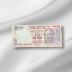 RS 10/- Fancy Number Small Font Issue 66L 600000 Gem UNC Unique and Rare