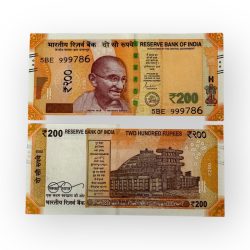 Rs 200 India Banknote Holy Solid Number 999786 Gem Unc Unique and Rare