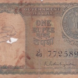 Republic India 1 Rupee 1951 K G Ambegaonkar Signed Note #5