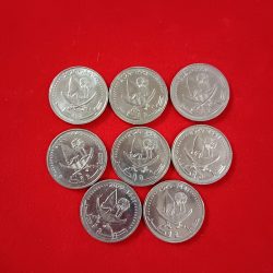Alternative view of 25 Twenty Five Dirhams State of Qatar 8 Pcs Given Gem Unc Condition
