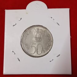 Alternative view of 50 Paise Scare Coin Grow More Food 1973 Calcutta Mint Gem Bunc Condition