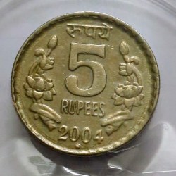 5 Rs 2004 Hyderabad Copper Coin UNC Rare