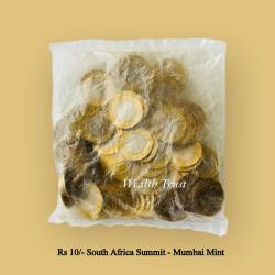 Rs 10 South Africa Summit 100 Coin SEAL Packet India Commemorative Issue Mumbai Mint