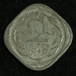 1940 India - British 2 Annas - George VI rare coin Lowest price #A-151