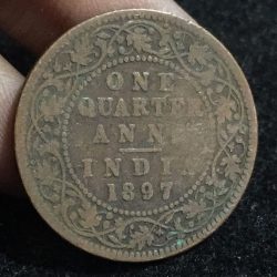 1897 India - British ¼ Anna - Victoria "VICTORIA EMPRESS" coin Lowest price #A-156