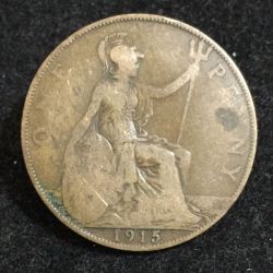 1915 United Kingdom 1 Penny - George V coin Lowest price #A-161