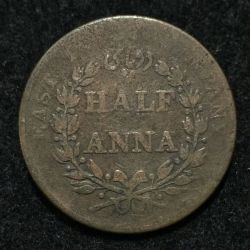 Alternative view of 1835 India - British ½ Anna rare coin #A-178