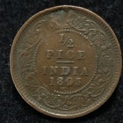 Alternative view of 1893 India - British ½ Pice - Victoria coin Lowest Price #A-186