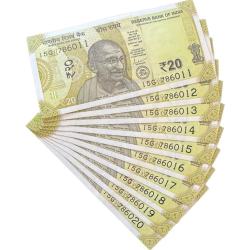Rs 20 India Banknote Gem Unc starting 786 x 10 note sets Latest Issue Unique and Rare