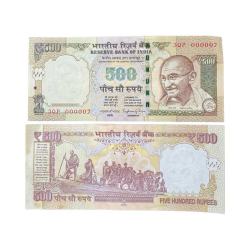Rs 500/- L0w serial India Banknote Gem Unc 000007 Latest Issue Unique and Rare