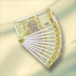 Rs 20 India Banknote TRIPLING Number 10 Note Set Number 010101 Gem Unc Very Unique and Rare