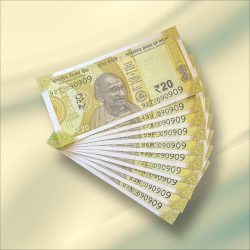 Rs 20 India Banknote Triple Number 10 Note Set Number 090909 Gem Unc Very Unique and Rare