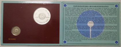 200 years of state bank of India (PROOF SET)2 coin kolkatta mint - Image 3